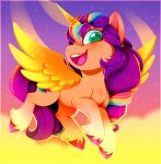  blush blush_lines chest_tuft cutie_mark digital_media_(artwork) ear_tuft equid equine esmeia feathered_wings feathers female feral fetlocks fur green_eyes hair hasbro hooves horn leg_tuft mammal mlp_g5 multicolored_hair my_little_pony open_mouth open_smile orange_body orange_fur pink_hooves purple_hair purple_tail smile sunny_starscout_(mlp) tail tuft winged_unicorn wings 