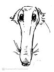  ambiguous_gender black_eyes borzoi canid canine canis digital_media_(artwork) domestic_dog english_text feral fur hi_res hunting_dog kemokin_mania looking_at_viewer mammal monochrome portrait sighthound simple_background sketch solo text watermark white_background white_body 