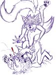  2023 absurd_res ambiguous_gender anthro azee_(links) canid canine canis collar colored duo farfener female fur hi_res hunting insane invalid_tag links male male/female mammal outline pray protective rune shiyan sibling_(lore) sister_(lore) sketch text the_auroran_archives the_farfener tired windhill_(links) wolfcyote 