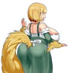  animal_ears animal_humanoid avian avian_humanoid big_breasts big_butt bird_humanoid blonde_hair blush blush_lines breasts butt canid canid_humanoid canine canine_humanoid clothing dog_humanoid dress european_mythology eyes_closed feathers female floppy_ears fur gesture green_clothing green_dress hair hi_res huge_breasts huge_butt humanoid jewelry kikimora kikimora_(mge) lop_ears mammal mammal_humanoid monster_girl_(genre) monster_girl_encyclopedia mythology necklace open_mouth open_smile rear_view short_hair simple_background slavic_mythology smile solo tail tailed_humanoid thatnav underwear_outline waving white_background wide_hips yellow_body yellow_feathers yellow_fur 