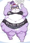  absurd_res anthro bed blaze_the_cat blush bodily_fluids bra breasts clothed clothing comic_sans dakimakura_design dialogue domestic_cat dungeons_and_dragons english_text eyewear felid feline felis female full-length_portrait fur furniture glasses hasbro hi_res looking_at_viewer mammal morbidly_obese morbidly_obese_anthro morbidly_obese_female navel nerd obese obese_anthro obese_female on_bed overweight overweight_anthro overweight_female panties portrait purple_body roxas617 sega solo sonic_the_hedgehog_(series) sweat text themed_clothing underwear virgin wizards_of_the_coast 