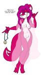 breasts english_text female fur jewelry mammal mephitid necklace peace_sign_(disambiguation) pink_body pink_fur skunk tabbiewolf text 