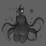  absurd_res ambiguous_gender anthro big_butt butt darkness floating glowing glowing_eyes hi_res horn i_will_dance_only_if_the_beat_is_funky looking_back particles shade_(hollow_knight) small_waist solo tendrils void_(hollow_knight) wide_hips 
