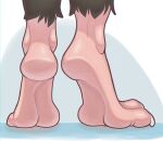  2023 3_toes abstract_background absurd_res brown_body brown_fur close-up detailed didelphid feet foot_focus foot_shot fur hi_res leg_tuft male mammal marsupial pink_feet raised_foot rhysio shibyo simple_background soles solo standing tiptoes toes tuft vignette virginia_opossum 