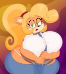  2023 3barts absurd_res accessory activision anthro bandicoot bedroom_eyes big_breasts blonde_hair bouncing_breasts bouncing_butt breast_jiggle breasts butt butt_jiggle butt_squish clothing coco_bandicoot crash_bandicoot_(series) curvaceous curvy_figure denim denim_clothing digital_drawing_(artwork) digital_media_(artwork) eyelashes female fingers fur green_eyes hair hair_accessory hair_tie hi_res hourglass_figure huge_breasts jiggling lipstick long_hair looking_at_viewer makeup mammal marsupial motion_lines multicolored_body multicolored_fur narrowed_eyes orange_body orange_fur overalls panties ponytail red_lipstick seductive simple_background small_waist smile solo squish tan_body tan_fur thick_thighs tugging two_tone_body two_tone_fur underwear voluptuous white_clothing white_panties white_underwear wide_hips 