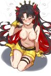  1girl absurdres blush breasts closed_eyes ebora fate/grand_order fate_(series) gloves highres ishtar_(fate) large_breasts long_hair multicolored_hair nipples parted_bangs space_ishtar_(fate) space_ishtar_(first_ascension)_(fate) two-tone_hair vest yellow_footwear yellow_gloves yellow_vest 