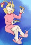  aged_up anthro cindy_lou_who eating female hi_res how_the_grinch_stole_christmas! nightgown oli_snowpaw pigtails slippers solo syrup waffles who 