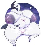  absol anthro areola big_areola big_breasts big_nipples breasts female fur generation_3_pokemon genitals hand_on_stomach hi_res holding_belly huge_breasts iliekbuttz looking_at_viewer mammal moon navel nintendo nipples nude overweight overweight_anthro overweight_female pokemon pokemon_(species) pussy smile white_body white_fur 