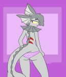  absurd_res alxdraws anthro butt clothing eeveelution female generation_1_pokemon hi_res looking_at_viewer looking_back lunastrum nintendo panties pokemon pokemon_(species) red_stripes solo stripes text text_on_clothing underwear vaporeon 