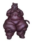  2023 anthro belly belly_squish black_body black_fur black_hair breasts cettus chubby_cheeks fat_rolls featureless_crotch felid female front_view fur hair hands_on_belly hi_res looking_at_belly mammal nipples nude obese obese_anthro obese_female overweight overweight_anthro overweight_female pantherine serafina_(cettus) simple_background solo squish standing thick_thighs white_background 