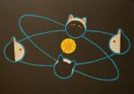  animal animal_ears cat cat_ears danial_ryan head_only in_orbit no_humans original planet shadow space sun traditional_media 