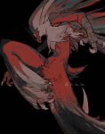  black_background blaziken claws high_kick highres kicking no_humans piyomotsu pokemon pokemon_(creature) signature simple_background solo twitter_username 