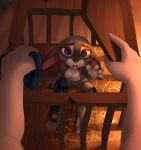  2023 4_fingers absurd_res anthro breasts clothing digital_media_(artwork) disney duo eyebrows female fingers first_person_view genitals hi_res judy_hopps krayboost lagomorph leporid looking_at_viewer mammal nipples open_mouth pussy rabbit solo_focus torn_clothing zootopia 