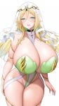  absurd_res big_breasts blonde_hair breasts choker cleavage clothed clothing elf female hair hi_res huge_breasts humanoid hyper hyper_breasts jewelry necklace not_furry solo suruga_(xsurugax) thick_thighs 