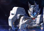  blue_eyes commentary_request glowing glowing_eyes looking_at_viewer mecha night no_humans original robot science_fiction solo space star_(sky) takamaru_(taka1220) 