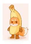  absurd_res ambiguous_gender anthro banana_costume brown_body brown_fur canid canine clothed clothing color_fox eyebrows fingers fox full-length_portrait fur hi_res mammal multicolored_body multicolored_fur orange_body orange_fur orange_tail portrait shadow solo tail two_tone_tail 