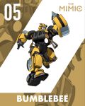  autobot blue_eyes bumblebee_(transformers) character_name english_commentary highres kamitoge_supino mecha no_humans open_hand redesign robot running solo transformers wrist_blades zoom_layer 