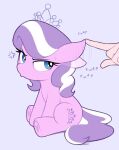  1girl 1other anger_vein blue_eyes crown diamond_tiara grey_background highres multicolored_hair my_little_pony my_little_pony:_friendship_is_magic pink_fur pony_(animal) purple_hair shinodage simple_background sound_effects two-tone_hair white_hair 