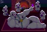  brawl_stars chubby_anthro ghost ghost_boy glistening glistening_eyes hi_res multiple_penises_pictured muscular pinup pose purple_eyes shaded spirit squeak_(brawl_stars) squeaksito 