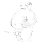  2023 anthro balls bear belly big_belly divinechub flaccid genitals hi_res humanoid_genitalia humanoid_hands humanoid_penis male mammal moobs navel nipples overweight overweight_male penis solo 