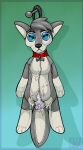  anthro bodily_fluids canid canine canis collar cotton cum doll genital_fluids hi_res kolkolukija male mammal messy plushie solo voodoo wolf 