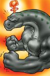  angry anthro apatosaurus astor big_abs big_biceps big_muscles big_pecs cloud digital_media_(artwork) dinosaur diplodocid gideon grey_body grey_scales high-angle_view long_neck male muscular muscular_anthro muscular_male mushroom_cloud pecs reptile sauropod scales scalie simple_background solo striped_body stripes vein 