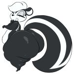  2023 anthro arizonathevixen big_butt biped butt digital_media_(artwork) hi_res huge_butt hyper hyper_butt looking_at_viewer looney_tunes male mammal mephitid nude pepe_le_pew rear_view simple_background skunk smile solo thick_thighs warner_brothers wide_hips 