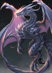  claws dragon dragon_claw dragon_horns dragon_tail dragon_wings fantasy flying gradient_background highres horns large_wings monster no_humans original red_eyes scales spikes tail western_dragon wings zoupe 