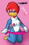  anthro avian bird blue_body blue_eyes blue_feathers breasts elelite feathers female hair hi_res humanoid nipples picid pubes red_body red_feathers red_hair simple_background small_breasts solo the_woody_woodpecker_show universal_studios white_body white_feathers winnie_woodpecker woodpecker 