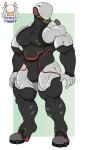  1ceberg absurd_res anthro armor big_pecs bodysuit bulge clothing faceless_character headgear helmet hi_res male muscular muscular_male pecs skinsuit solo standing suit technology tight_clothing unknown_species 