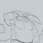  anthro belly big_the_cat blush domestic_cat embarrassed felid feline felis hi_res male mammal musclegut muscular_arms newtmoss pecs sega shy sketchy smile solo sonic_the_hedgehog_(series) 