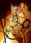  2023 anthro bdsm bondage bound breasts canid canine chain chastity_belt chastity_device female fennec fox hi_res mammal nipple_clamp nipples nude open_mouth snowleandre_(artist) submissive submissive_anthro submissive_female 