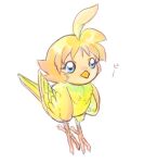  ahiru_(princess_tutu) ahoge alternate_species ambiguous_gender avian avian_feet bangs beak bird feather_hair feathered_wings feathers feral freckles hachionna hair low_res princess_tutu pseudo_hair solo tail_feathers wings 