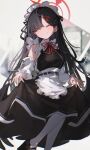  1girl absurdres alternate_costume arient5888 black_hair blue_archive enmaided highres ichika_(blue_archive) long_hair maid solo 