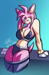  absurd_res amy_rose anthro birb_allegro bodily_fluids bottomwear bottomwear_down bra bracelet breasts cleavage clothed clothing eulipotyphlan female hedgehog hi_res jewelry mammal pants pants_around_thighs pants_down partially_clothed sega signature simple_background solo sonic_the_hedgehog_(series) sweat sweats sweaty_breasts sweaty_legs sweaty_thighs thick_thighs thighs_together underwear 