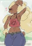  &lt;3 2023 anthro artist_name belt brown_body clothed clothing eyelashes female gammainks generation_4_pokemon hi_res looking_at_viewer lopunny navel nintendo open_mouth pokemon pokemon_(species) solo 