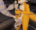  2_tails 3d_(artwork) 5_toes abs anthro barefoot big_penis breasts canid canine cellphone crossover digital_media_(artwork) duo ear_piercing ear_ring embrace erection eyewear eyewear_on_head feet female fox genitals goggles goggles_on_head humanoid_feet humanoid_genitalia humanoid_penis larger_male lombax male male/female mammal miles_prower multi_tail nipples nude penis phone piercing plantigrade ratchet_and_clank reducktoe ring_piercing rivet_(ratchet_and_clank) sega shrinking shrunken size_difference size_transformation small_breasts smaller_female smartphone sonic_the_hedgehog_(series) sony_corporation sony_interactive_entertainment tail toes transformation warfare_rivet 