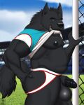  anal anal_masturbation animal_genitalia anthro balls big_butt bluemoon_(draftstallion2005) butt canid canine canis claws clothed clothing elbestia football_field genitals hand_in_ass hand_on_butt hi_res jockstrap male mammal manly masturbation musclegut muscular muscular_male nipples open_mouth partially_clothed penis pinup pose raised_tail sheath solo stadium tail teasing teasing_viewer underwear vein veiny_balls were werecanid werecanine werewolf wolf 