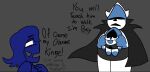  ambiguous_gender apollysabyss biped black_clothing blue_body blue_eyes blue_hair blue_tongue clothing darkner deltarune english_text group hair humanoid king_spade lancer_(deltarune) rouxls_kaard text tongue trio undertale_(series) white_body 