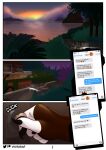  absurd_res anthro beach bovid bovine building canid canine car cattle cellphone city city_background cityscape comic dialogue door eleanor_(viola_bat) emoji female forest fox hi_res highland_cattle house male mammal mountain outside phone plant road seaside sunset texting texting_ui tree vehicle victor_johansen viola_bat 
