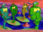  anthro armband bandanna blue_armband blue_bandanna blue_kerchief blue_legband donatello_(tmnt) green_body green_scales group kerchief leonardo_(tmnt) male michelangelo_(tmnt) open_mouth orange_armband orange_bandanna orange_kerchief orange_legband pain purple_armband purple_bandanna purple_kerchief purple_legband raphael_(tmnt) red_armband red_bandanna red_kerchief red_legband rthur scales spikes surfboard teenage_mutant_ninja_turtles teeth_showing tongue tongue_out tongue_showing water welts wounded yellow_body yellow_scales 