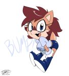  4chan anthro artist_name bent_over black_nose black_pupils blue_boots blue_bottomwear blue_clothing blue_eyes blue_footwear blue_shirt blue_topwear boots bottomwear breasts brown_body brown_ears brown_facial_markings brown_fur brown_hair brown_markings brown_tail bump bump_the_deer butt clothing countershading deer english_text eyelashes fan_character female footwear fur glistening glistening_eyes gloves grass hair hands_on_knees hands_on_legs handwear hardtones humor long_eyelashes mammal markings midriff onomatopoeia open_mouth open_smile plant pupils scut_tail sega shirt shoes short_hair short_tail signature simple_background smile solo sonic_the_hedgehog_(series) sound_effects spats tail tan_body tan_countershading tan_fur tan_inner_ear teeth teeth_showing text text_on_clothing text_on_topwear tongue topwear watermark white_background white_clothing white_gloves white_handwear 