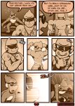  anthro bandai_namco butt comic dialogue digimon digimon_(species) digital_media_(artwork) ear_piercing ear_ring english_text etemon eyewear fangs fur haplorhine hi_res inside male mammal metaletemon monkey monochrome muscular muscular_male nude open_mouth piercing primate ring_piercing smile speech_bubble sunglasses tail teeth text vitrex 