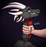  activision anthro bodily_fluids captured cartoon_physics chain chain_collar collar cynder disembodied_hand dragon female female_focus grasp long_neck maynard0 neck_bulge neck_grab nervous nervous_smile simple_background spikes spikes_(anatomy) spyro_the_dragon stuck_in_throat submissive submissive_female swallowing swallowing_sound_effect sweat sweatdrop throat_grab 
