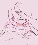  absurd_res anthro blush cuddling digital_media_(artwork) duo female first_person_view fur head_pat hi_res jarnqk kobold looking_at_viewer lya_(jarnqk) lying male male/female on_top petting size_difference sketch smaller_female stroking 