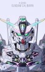  absurdres azzalea character_name green_eyes grey_background gundam gundam_calibarn gundam_suisei_no_majo highres looking_at_viewer mecha mobile_suit no_humans portrait robot science_fiction simple_background solo straight-on v-fin 