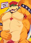  2023 abs anthro armband armpit_hair barazoku beard biceps big_muscles blush body_hair bowser bracelet chest_hair claws collar dialogue english_text eyebrows facial_hair flirting hair hand_behind_head hand_on_stomach hi_res horn huge_muscles jewelry koopa looking_at_viewer male mario_bros muscular muscular_anthro muscular_male navel nintendo nude obliques obstacle033 one_eye_closed open_mouth open_smile pecs pubes scalie seductive serratus shell simple_background smile solo spiked_armband spiked_bracelet spiked_collar spiked_shell spiked_tail spikes spikes_(anatomy) standing tail talking_to_viewer teeth text tongue wink yellow_background 