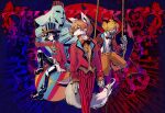  4boys black_hair blonde_hair blue_eyes circus daishizen_(show_by_rock!!) demon_boy demon_horns demon_tail demon_wings deyan_(show_by_rock!!) furry giant hat horns kintaurus_(show_by_rock!!) m-chinook male_focus multiple_boys no_humans orange_hair red_eyes short_hair show_by_rock!! tail top_hat uchuura_(show_by_rock!!) wavy_hair werewolf wings 