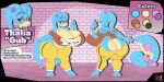  4_fingers absurd_res anthro big_breasts big_butt big_nipples blue_body bow_ribbon breasts butt character_name cleavage clothed clothing cute_expression elisalevin female fingers generation_6_pokemon goodra hi_res huge_breasts huge_butt huge_nipples hyper hyper_breasts hyper_butt model_sheet nintendo nipples pink_eyes pokemon pokemon_(species) signature smile solo stretched_clothing tail thick_tail thick_thighs wall_(structure) 
