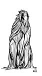  9:16 absurd_res ambiguous_gender avian avian_feet beak black_and_white choccodoggo_(artist) claws cryptid erosion_bird feathers ferrilo hi_res humanoid looking_at_viewer monochrome simple_background solo toe_claws white_background 